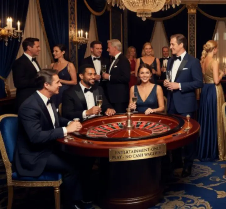 Rozświetlona oprawa Casino Night podczas eleganckiego eventu firmowego