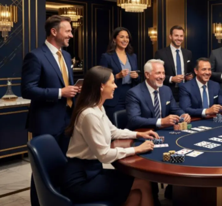 Event firmowy z rekreacyjną rozrywką przy stole pokerowym