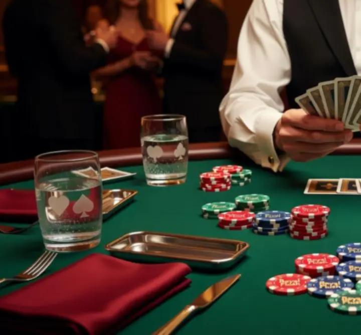 Stół pokerowy podczas eleganckiego wieczoru rekreacyjnego